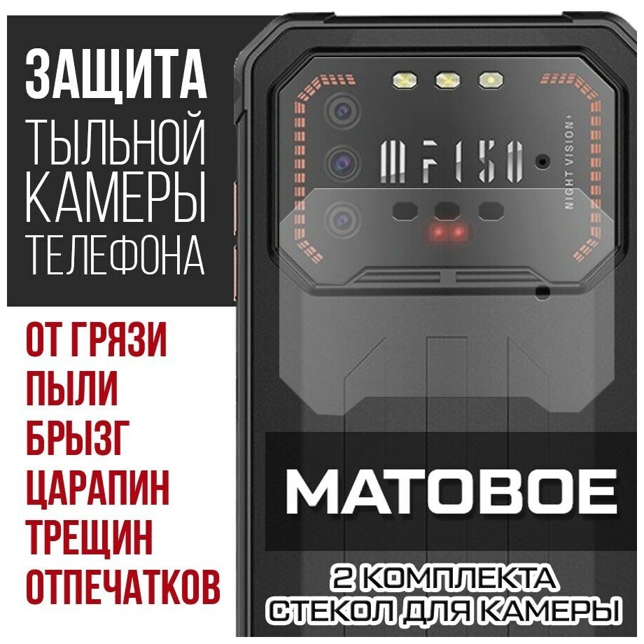 Стекло защитное гибридное матовое Krutoff для камеры Oukitel F150 Air1 Pro (2 шт.)