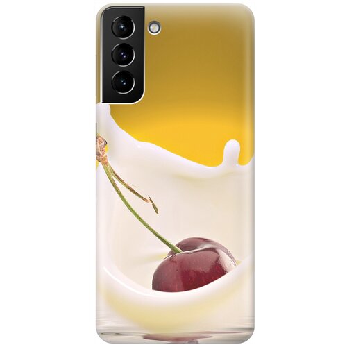 фото Ультратонкий силиконовый чехол-накладка для samsung galaxy s21 plus с принтом "ягода в молоке" gosso