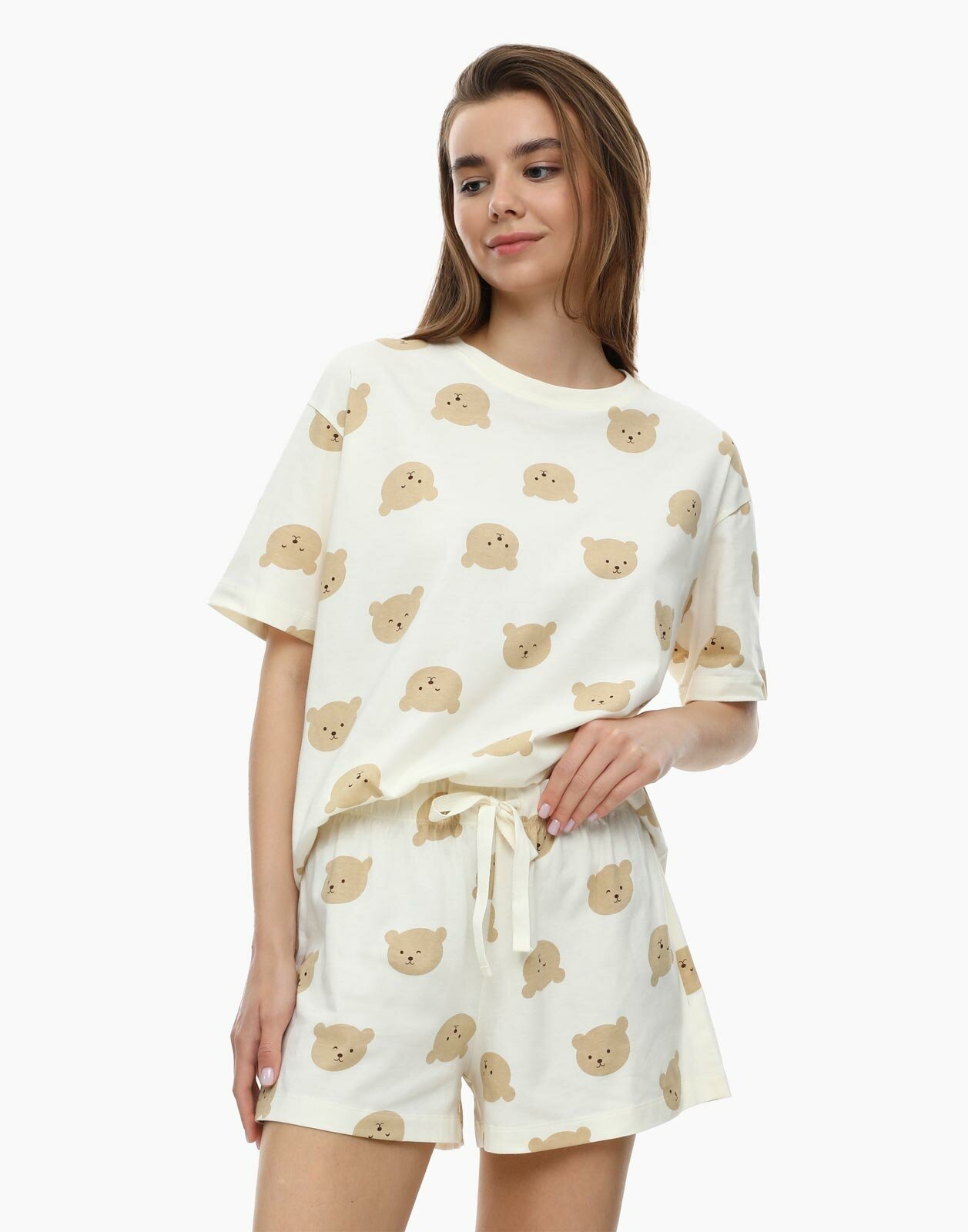Бежевая пижама с медведями, XL (48)