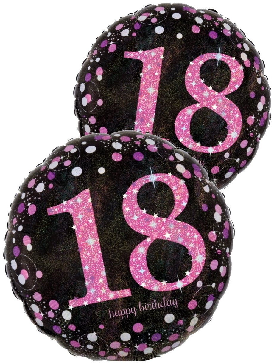 Набор из воздушных шаров Anagram На 18 лет розовый круги 43 см - 2 шт.