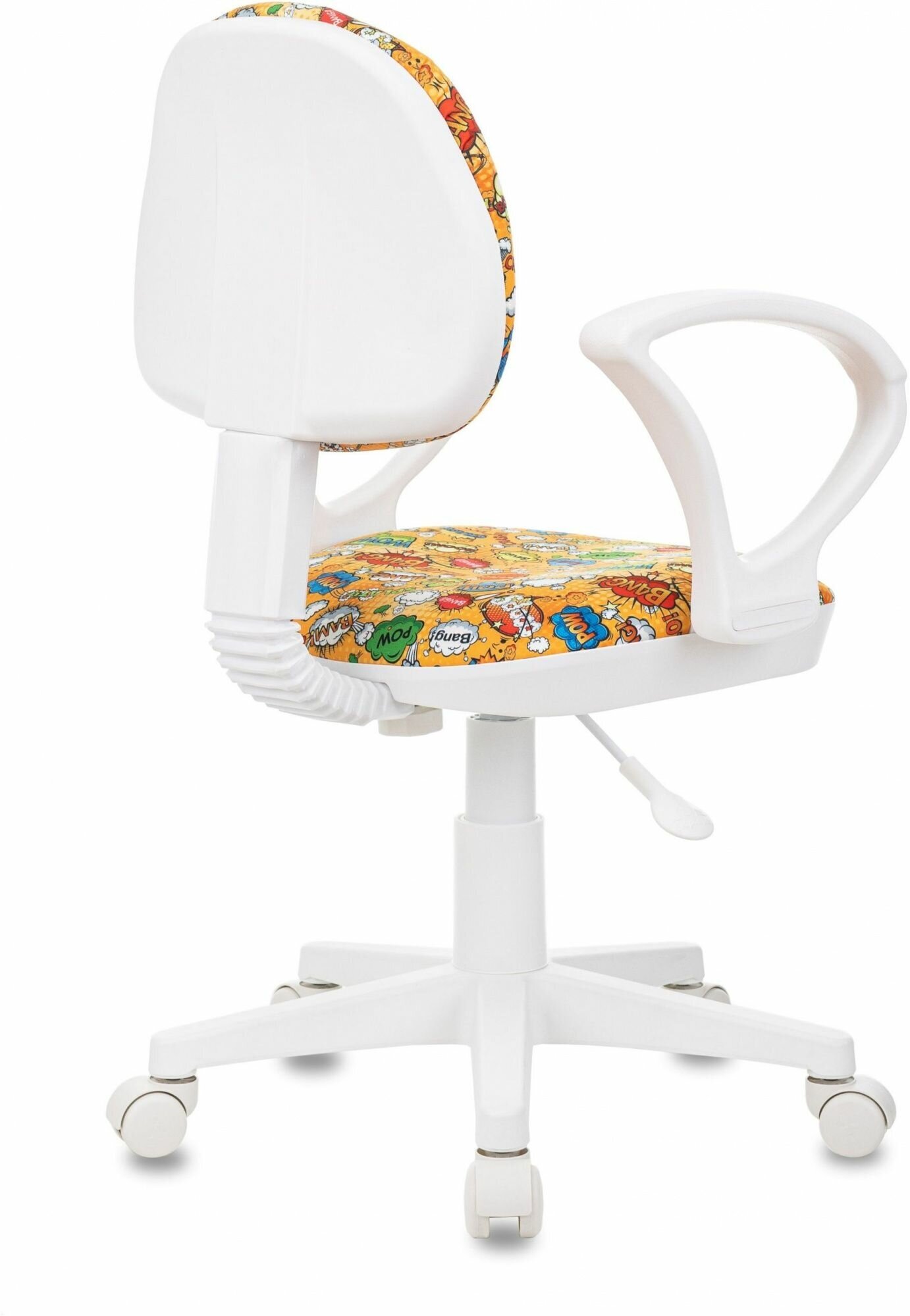 Кресло детское Бюрократ KD-3/WH/ARM, обивка: ткань, цвет: оранжевый, рисунок бэнг - фото №2