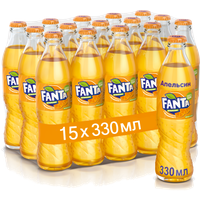 Газированный напиток Fanta (Фанта) Апельсин, 15шт по 330 мл, стекло