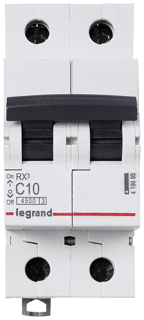 Автоматический выключатель Legrand RX3 2P 10А (C) 4.5кА, 419695