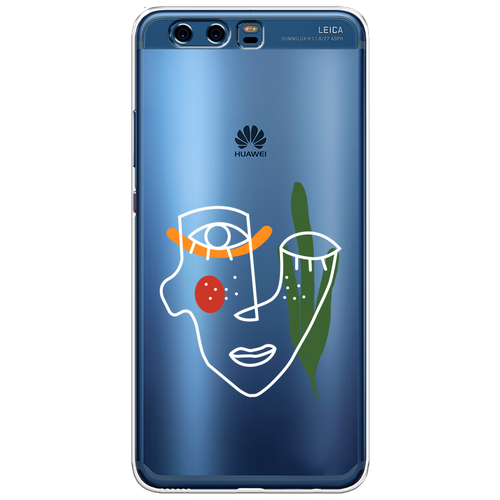 Силиконовый чехол на Huawei P10 Plus / Хуавей П10 Плюс Минималистичный принт белый, прозрачный силиконовый чехол санкт петербург коллаж на huawei p10 plus хуавей п10 плюс