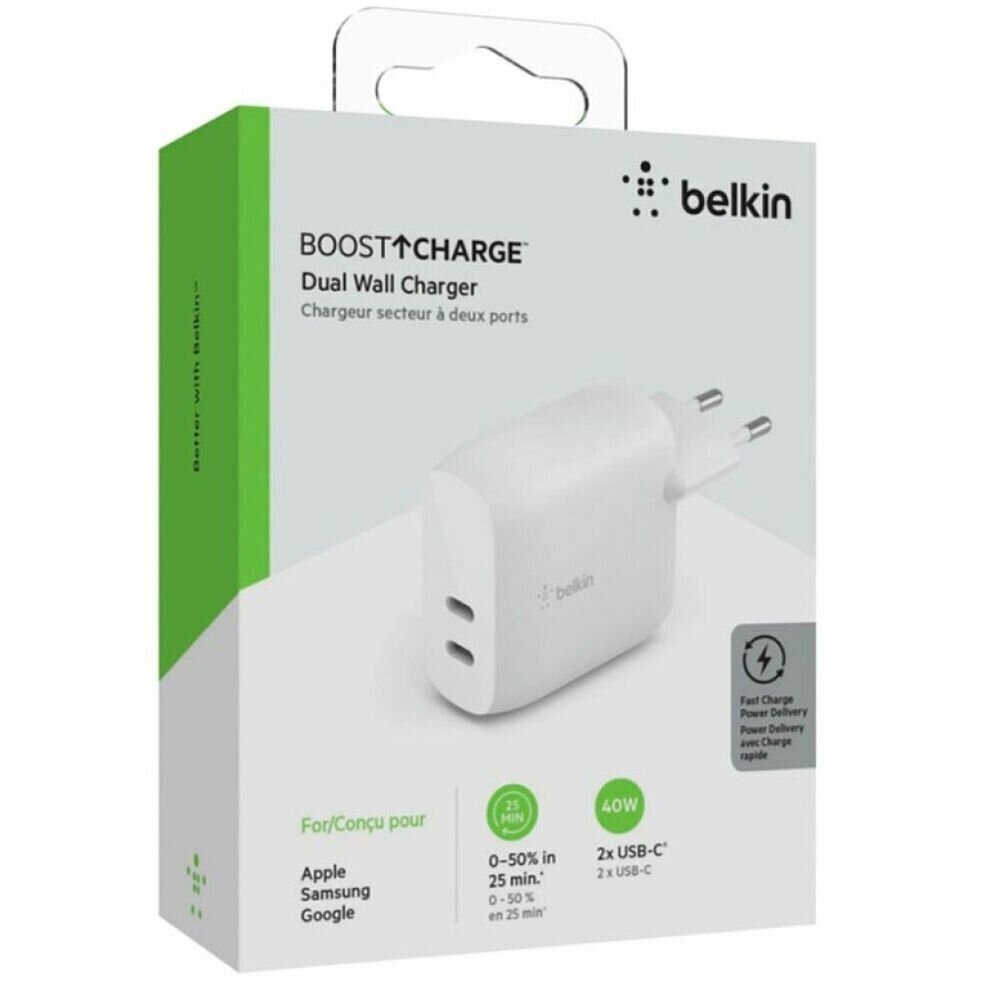 Сетевое зарядное устройство Belkin, 20Вт, c БП белый (WCB006vfWH)