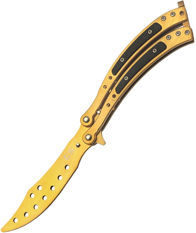 Нож Viking Nordway CS031G, складная бабочка-балисонг, сталь 420, титановое покрытие