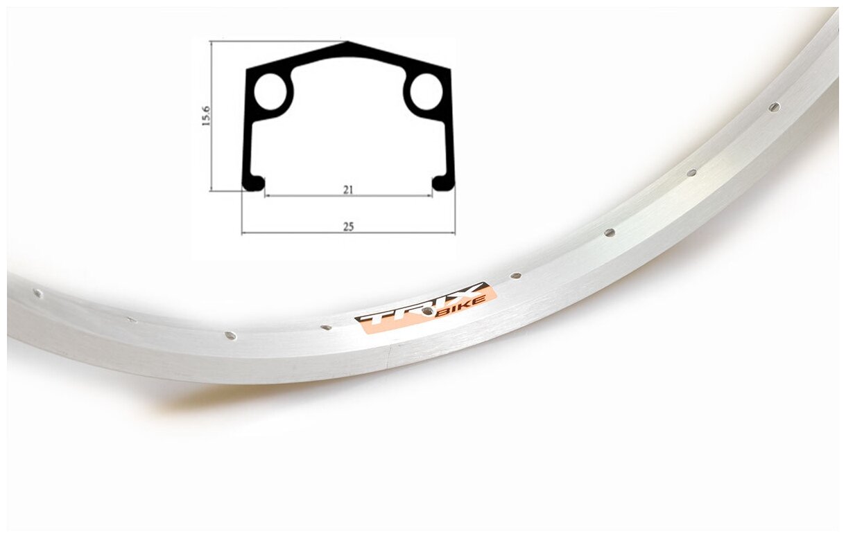 Обод 28" TRIX алюминиевый, одинарный, 36H, 622х21/25х15,6мм, A/V, серебристый