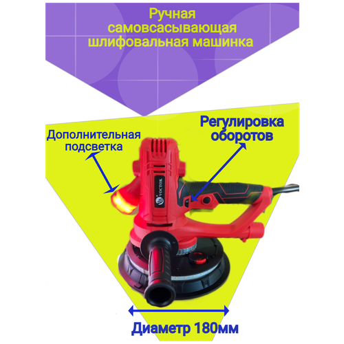 Шлифовальная машинка ручная, круговая подсветка самовсасывающая на 1050Ватт