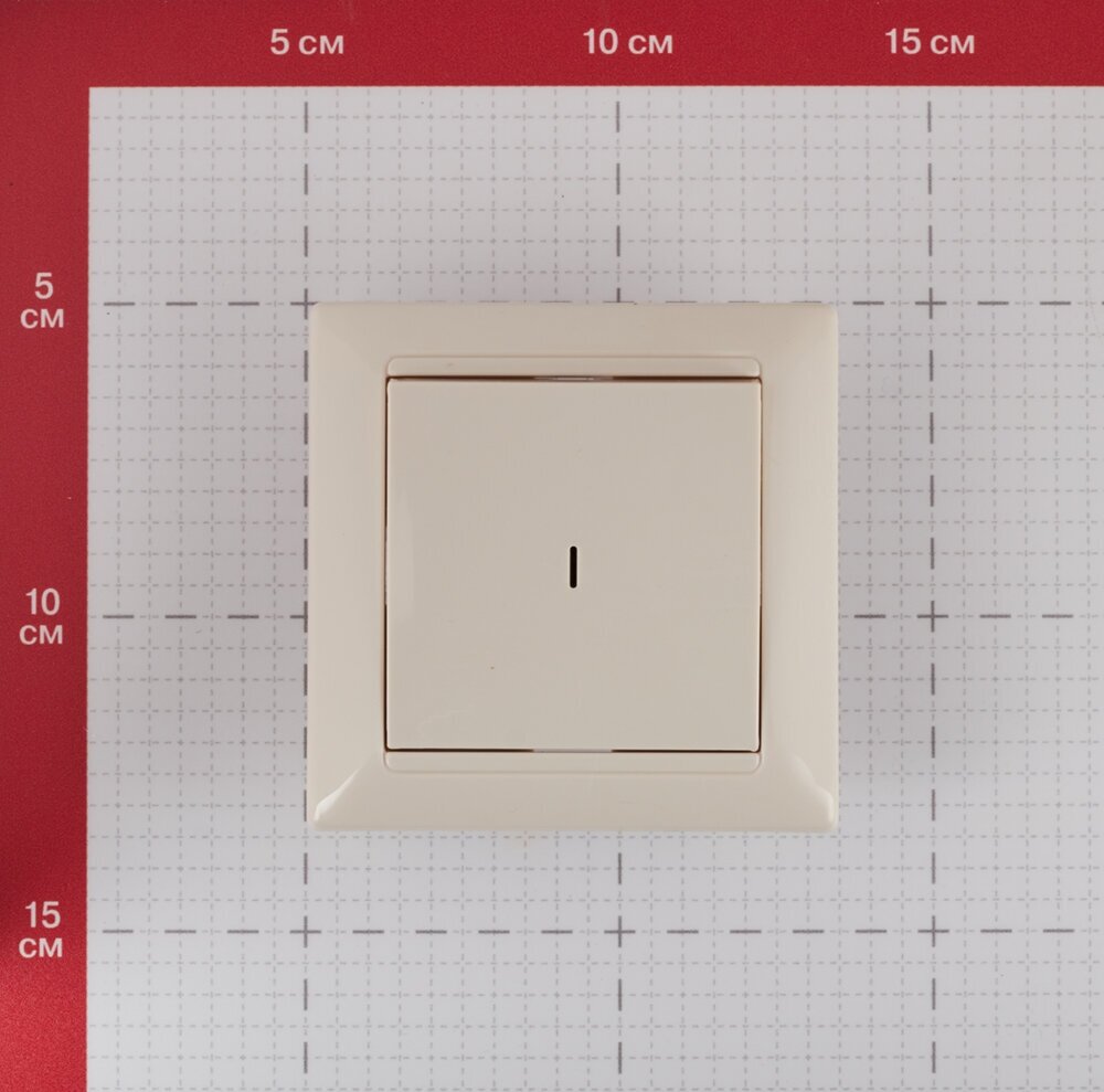 Выключатель с рамкой SVET одноклавишный скрытая установка бежевый с подсветкой - фотография № 2