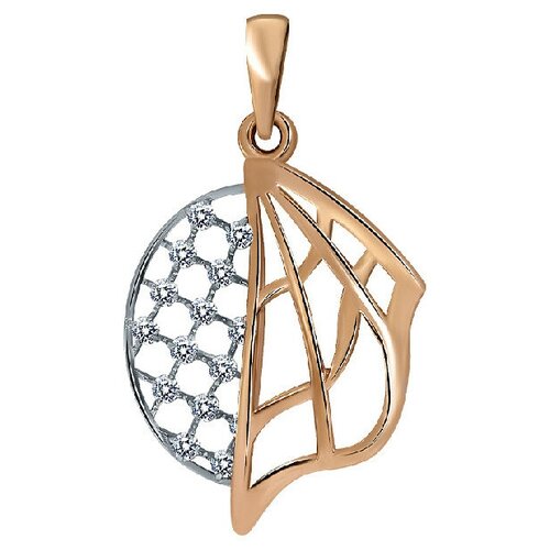 Подвеска RUSGOLDART, красное золото, 585 проба, фианит, золотистый, красный