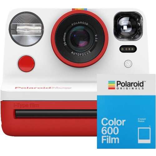 Фотоаппарат моментальной печати Polaroid Now I-Type Instant Camera, печать снимка 88x107 мм, красный + 8 Картриджей Polaroid Color 600 Film