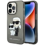 Karl Lagerfeld для iPhone 15 Pro Max чехол PC/TPU NFT Karl & Choupette Hard Glitter Black - изображение