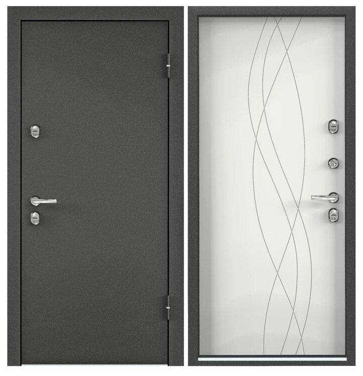 Дверь входная Torex для дома Village 950х2050 правый, тепло-шумоизоляция, антикоррозийная защита, замки 4-го и 2-го класса защиты, черный/белый - фотография № 1