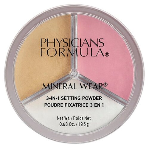 Physicians Formula Пудра рассыпчатая Mineral Wear 3-in-1 Setting 1 шт. бежевый/прозрачый/розовый 19.5 г пудра physicians formula пудра рассыпчатая 3 в 1 mineral wear 3 in 1 setting powder