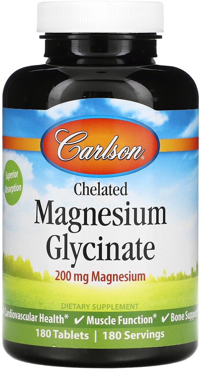 Таблетки Carlson Labs Chelated Magnesium Glycinate, 380 г, 180 шт.