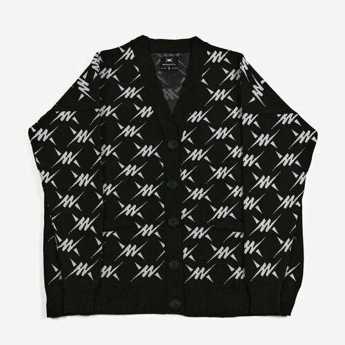 Кардиган Молодость, длинный рукав, оверсайз, средней длины, трикотажный, размер S, черный