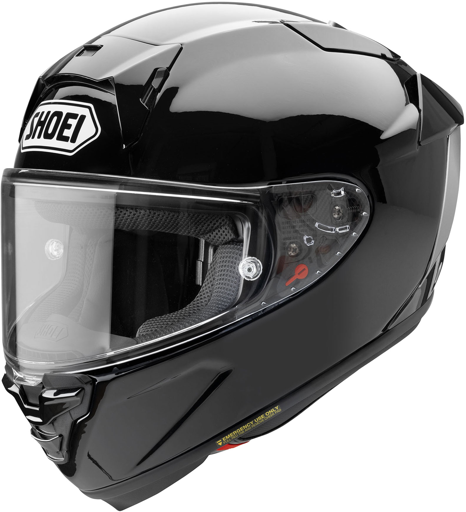 Мотошлем X-Spirit PRO PLAIN SHOEI (черный глянцевый, Black, XL)