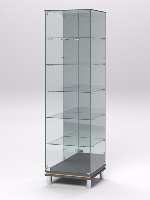 Витрина стеклянная "примавера модерн" №503 (с дверкой, задняя стенка - зеркало), Темно-серый и Дуб Золотистый 45 x 45 x 167 см