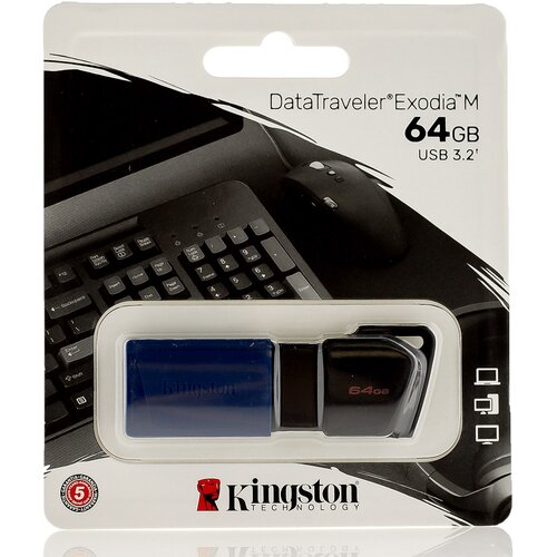 Флешка 64GB USB3.2, Kingston DataTraveler Exodia M, черный