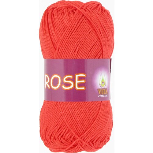 Пряжа Vita cotton Rose красный коралл (4252), 100%хлопок, 150м, 50г, 1шт