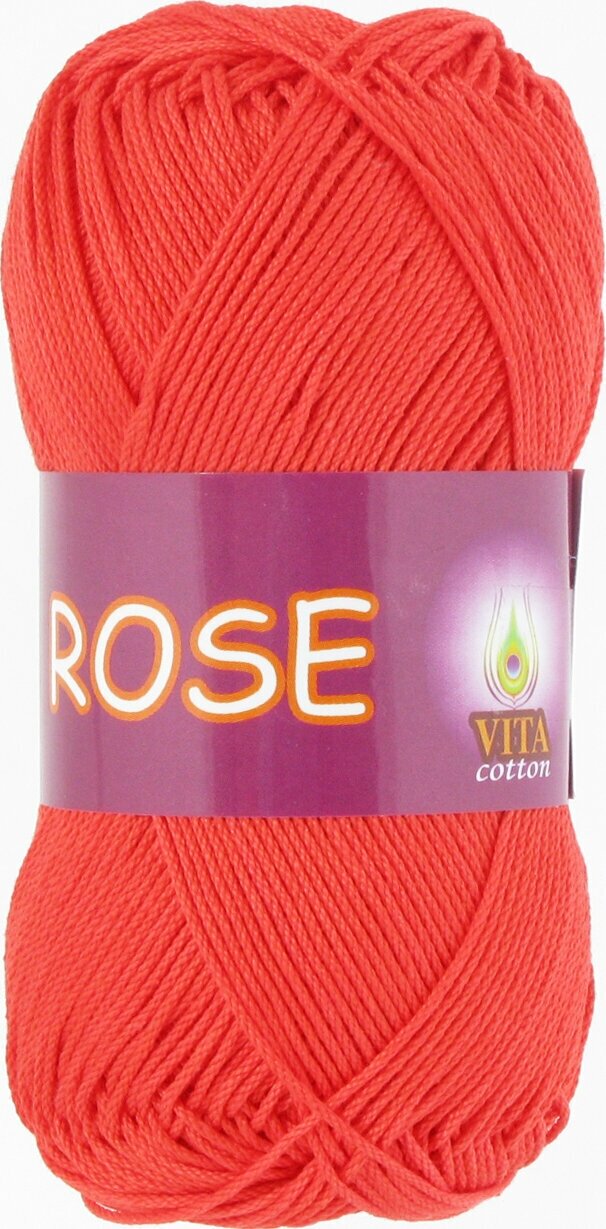 Пряжа Vita cotton Rose красный коралл (4252), 100%хлопок, 150м, 50г, 1шт