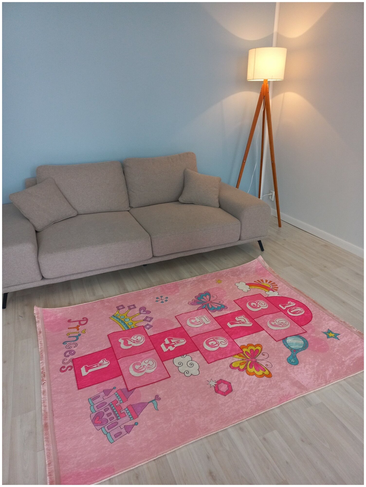 Коврик для детской комнаты, 120*180 см, Турция, розовые классики с замком - фотография № 5