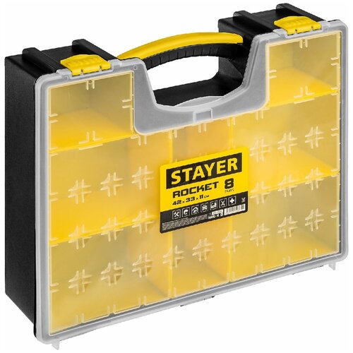 Пластиковый органайзер со съемными лотками STAYER ROCKET-8 420 х 334 х 115 мм (16,5 ) (38033-16_z01)