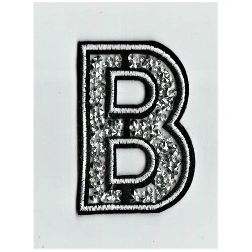 Термоапликация, термонаклейка, патч буква со стразами 7 см