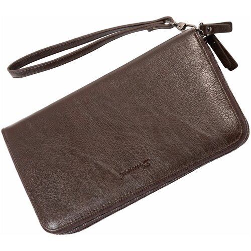 фото Мужское портмоне, два отделения на молнии, эко кожа, клатч, бумажник, кошелек, подарок мужчине, коричневый нет бренда