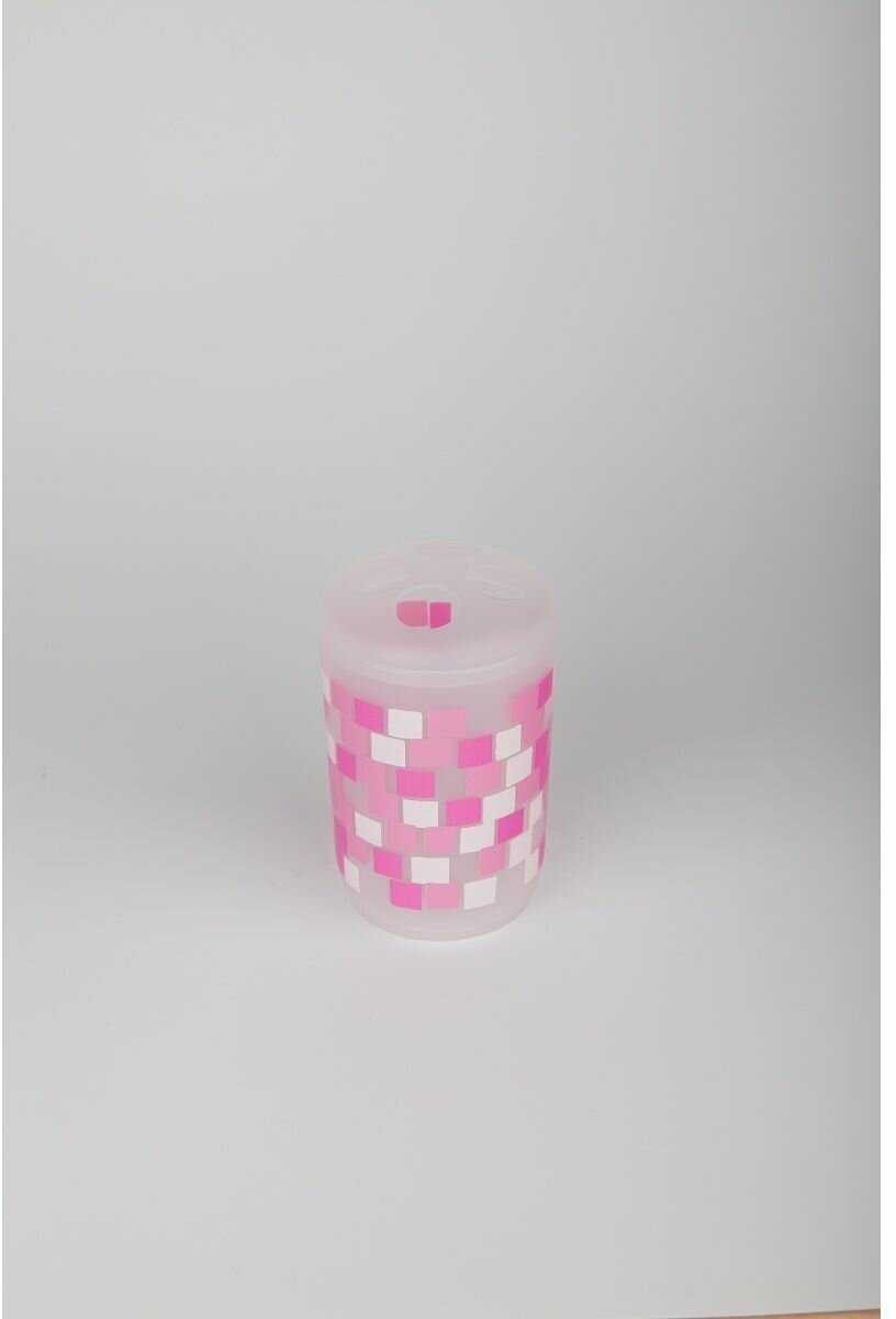 Подставка с разделителем для зубных щеток и пасты розовые квадраты 8521П
