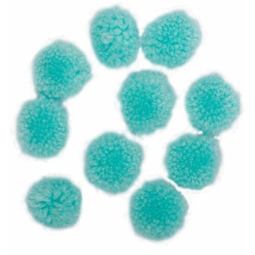 Помпон трикотажный Nazar светлая бирюза (23), 100%полиэстер, d3см, 3шт