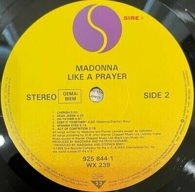 Madonna Like a Prayer Виниловая пластинка Warner Music - фото №6