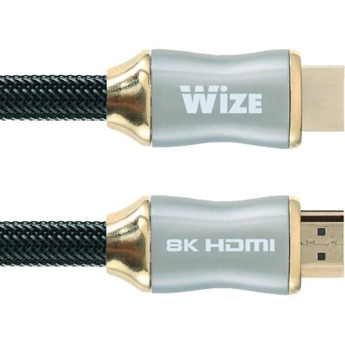 Кабель HDMI Wize WAVC-HDMI8K-1M, v.2.1, 19M/19M, 8K/120Hz/60Hz, 4K/144Hz/120Hz 4:4:4, eARC, HDCP 2.3/EDID/ HEC/CEC/ DDC, 30 AWG, ультравысокоскоростной, позол. разъемы, 24 карат, черный, 1м кабель hdmi hdmi wize wavc hdmius 1m 1 0m