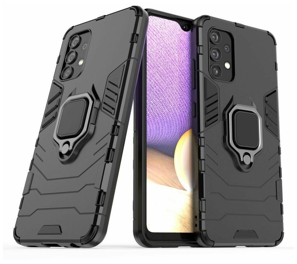 Чехол Armor Ring Holder для Samsung Galaxy A32 SM-A325F (черный)