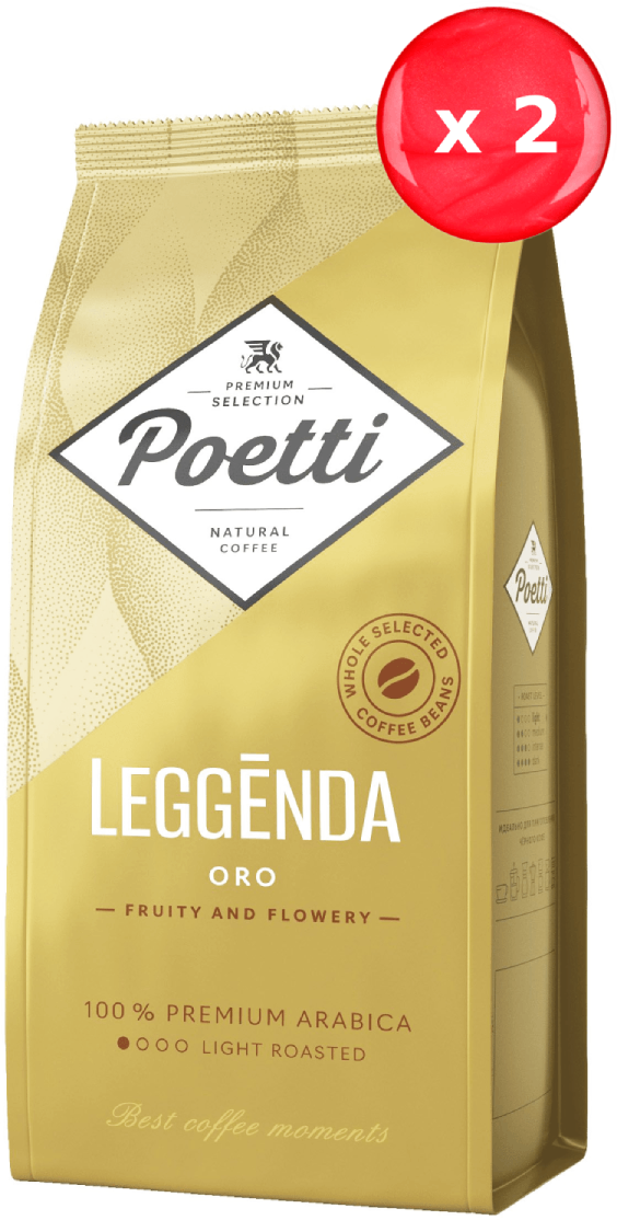 Кофе в зернах Poetti Leggenda Oro 250 г, набор из 2 шт.