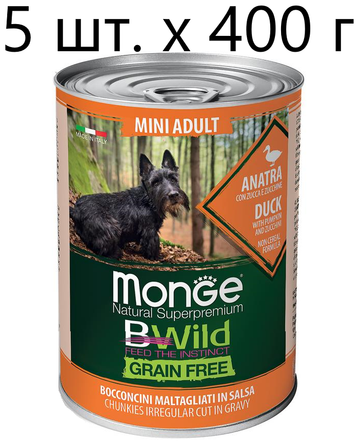     Monge Dog BWILD Grain Free Mini Adult ANATRA, , ,  ,  , 5 .  400  (  )