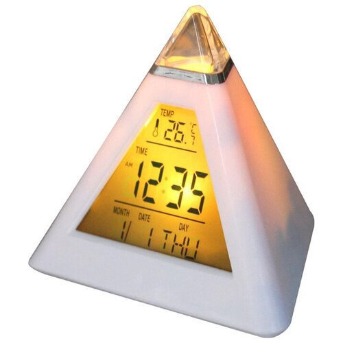 Часы-будильник IR-636 Пирамидка, 7 подсветок, термометр (AAA*3шт нет в компл)