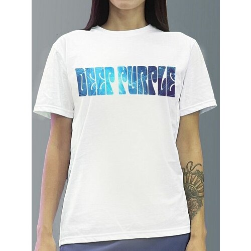 фото Футболка женская белая из хлопка с dtf принтом музыка deep purple - 229 будь на стиле