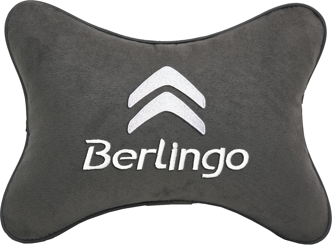 Подушка на подголовник алькантара D.Grey с логотипом автомобиля CITROEN Berlingo