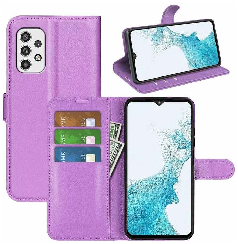 Brodef Wallet Чехол книжка кошелек для Samsung Galaxy A23 фиолетовый