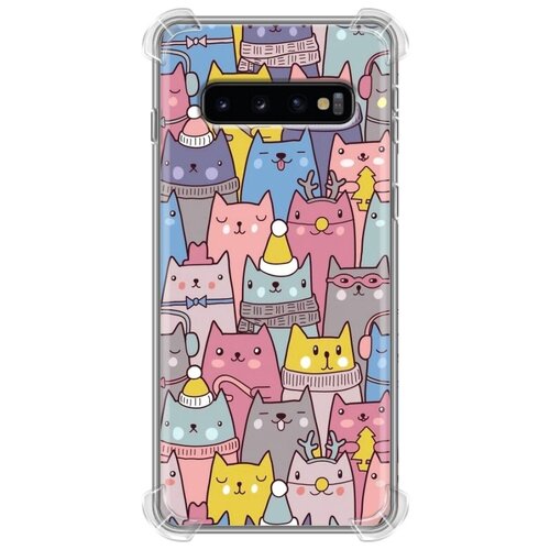 фото Дизайнерский силиконовый с усиленными углами чехол для samsung galaxy s10 коты 100gadgets