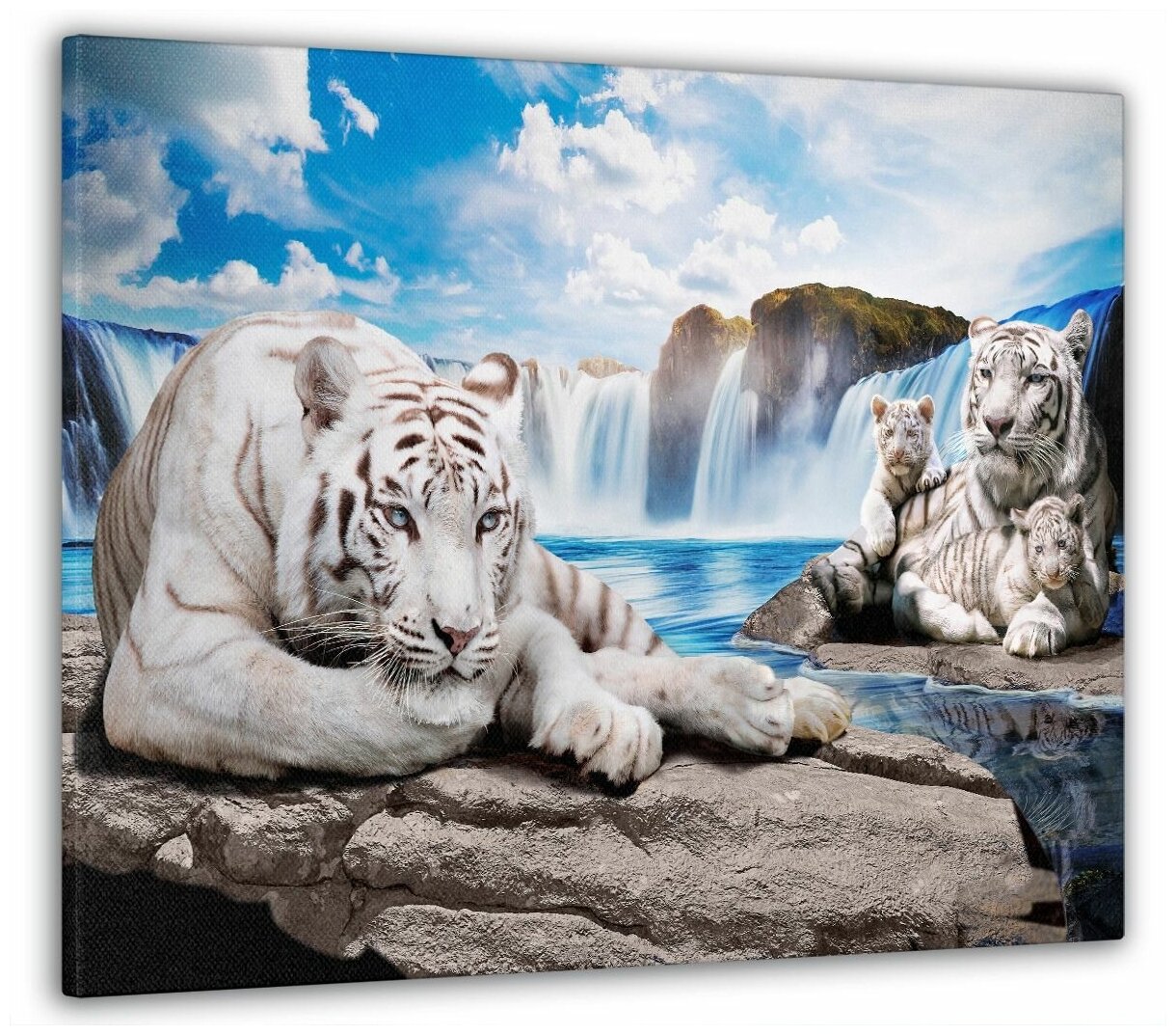 Картина на стену, для интерьера "Семейство тигров" 50x70 см
