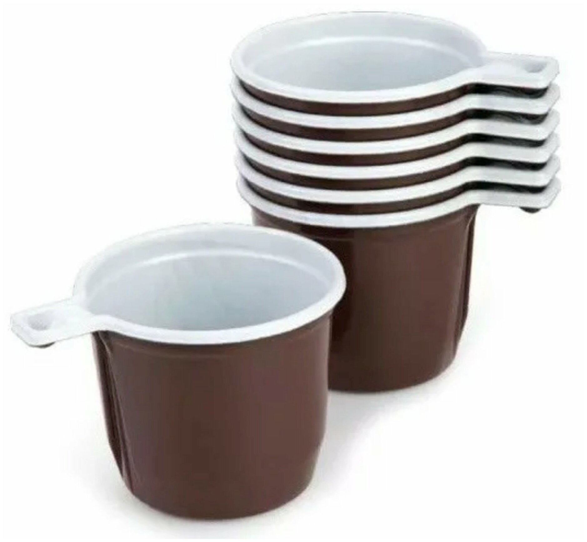 Чашка для кофе одноразовая 200мл бело-коричневая 50шт/уп - фотография № 4