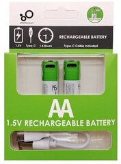 Аккумуляторные батарейки AA 1.5V 2600 mWh с USB type-C кабелем, 2 штуки