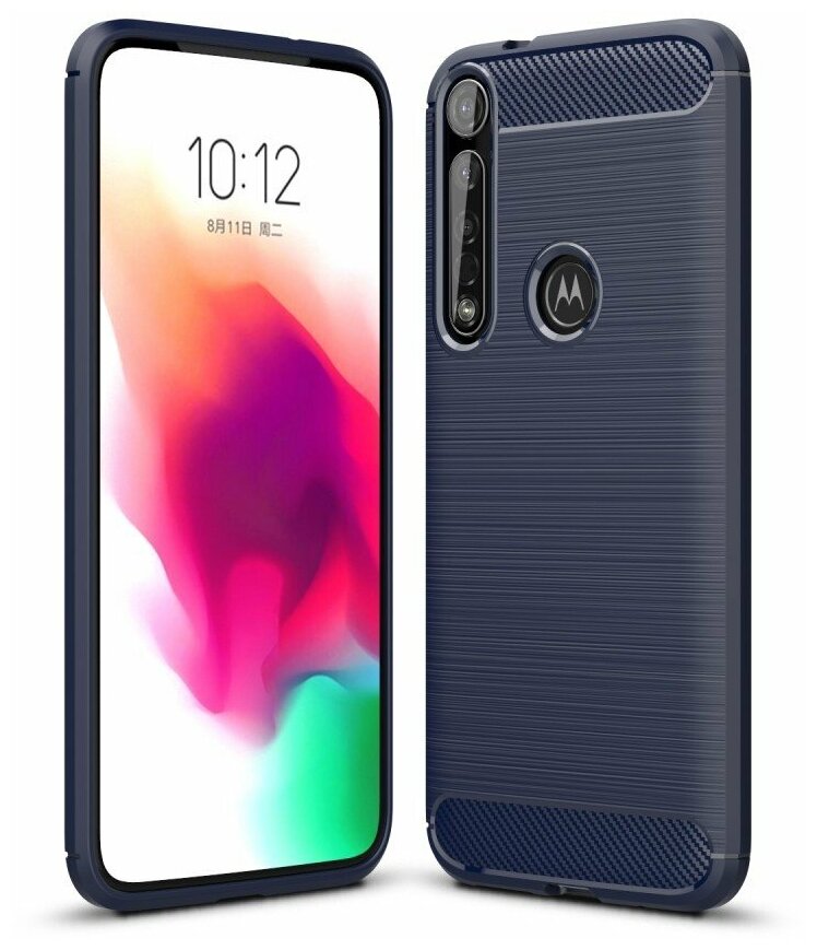 Чехол-накладка Carbon Fibre для Motorola Moto G8 Plus (темно-синий)