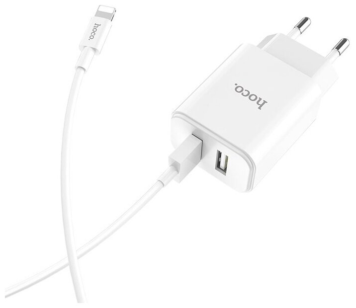 СЗУ, 2 USB 2.1A (C62A), HOCO, Lightning, Умная зарядка, белый