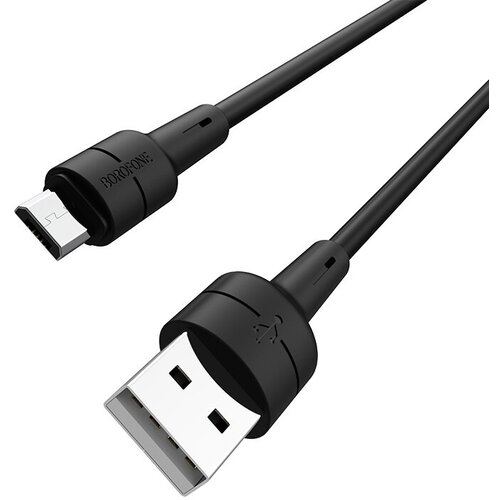 USB кабель BOROFONE BX30 Silicone MicroUSB, 2,4A, 1м, силикон (черный)