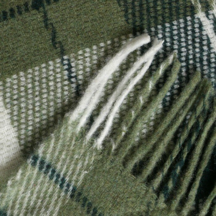 Влади Плед шерстяной "Эльф", размер 140х200 см, цвет белый/салатовый/зелёный - фотография № 8