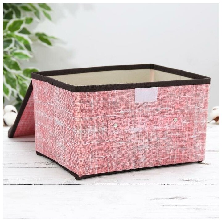 Короб стеллажный для хранения с крышкой «Ронда», 26×20,5×16 см, цвет розовый - фотография № 3