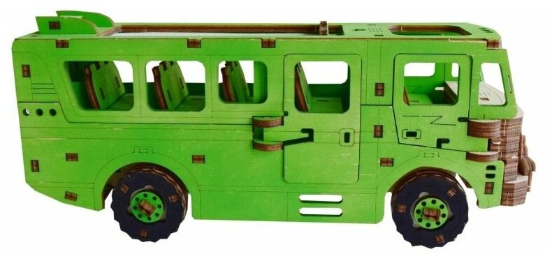 3Д пазл Автобус / деревянный конструктор автобус зелёный